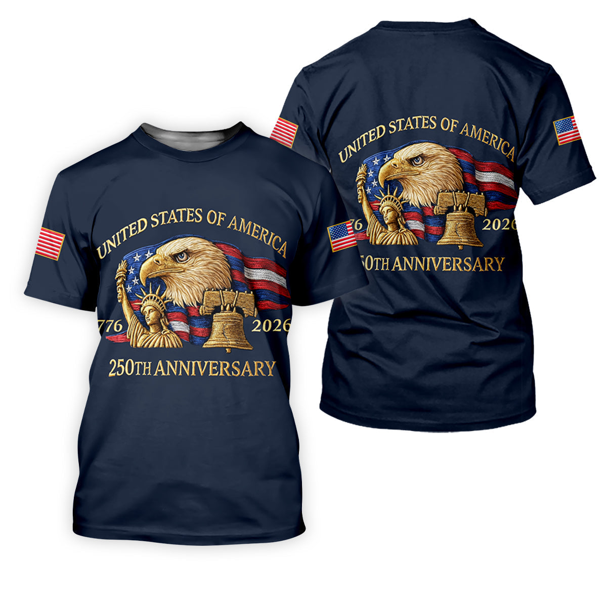 US America 250th Anniversary Patriot Eagle Embroidery Effect Women's Golf Tops, Patriotic Golf Shirt