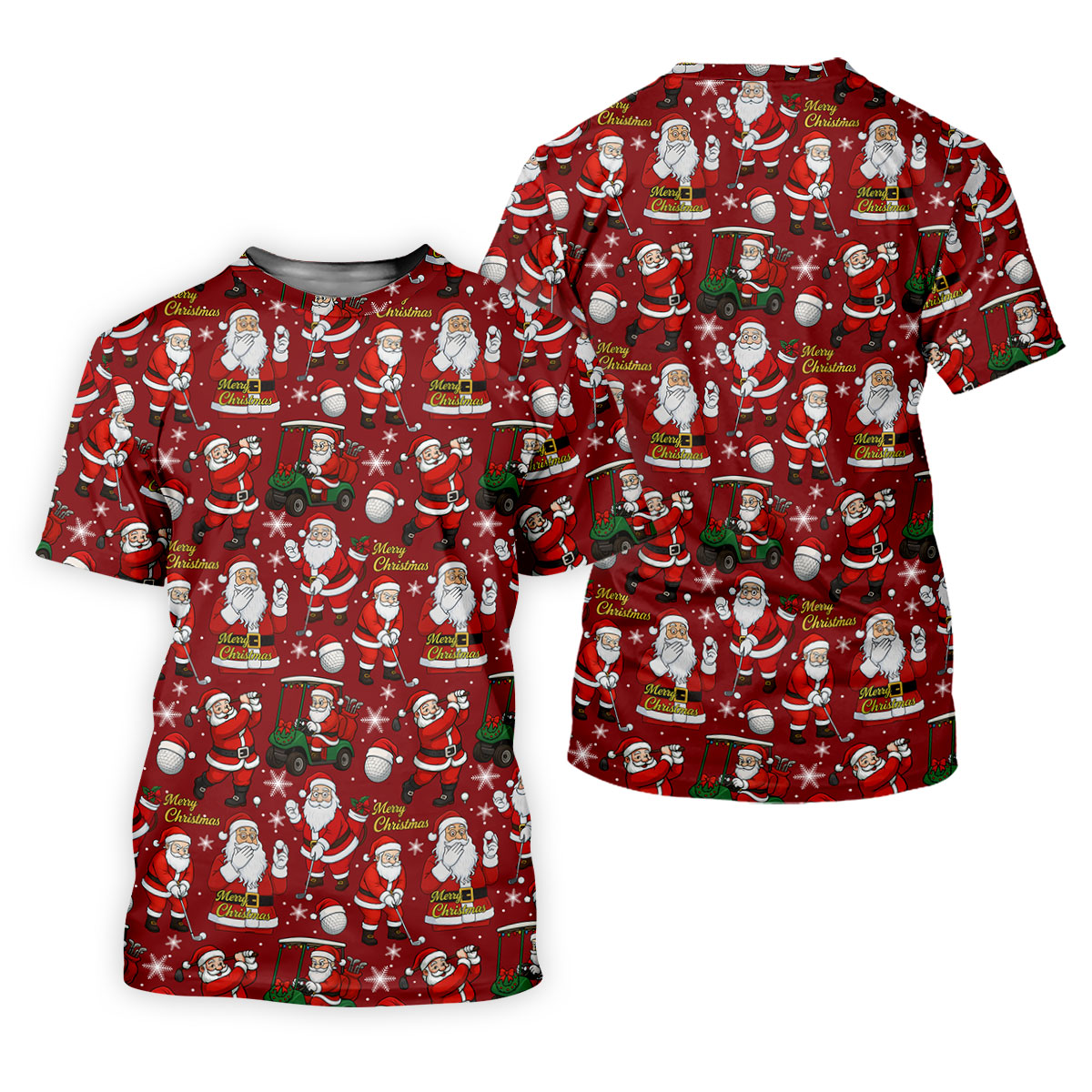 Funny Santa Golfing Christmas Polo Shirts, Christmas Golf Shirt, Polo Shirts For Men, Golf Gift For Men