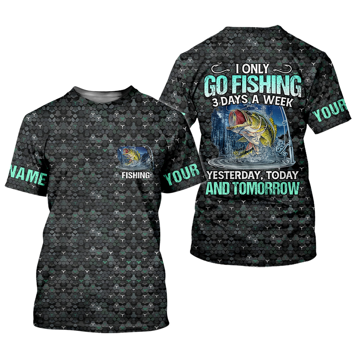 Personalized Fishing Shirt, Go Fishing 3 Days A Week Shirt, Fishing UPF Shirts, Funny Fisherman Gift