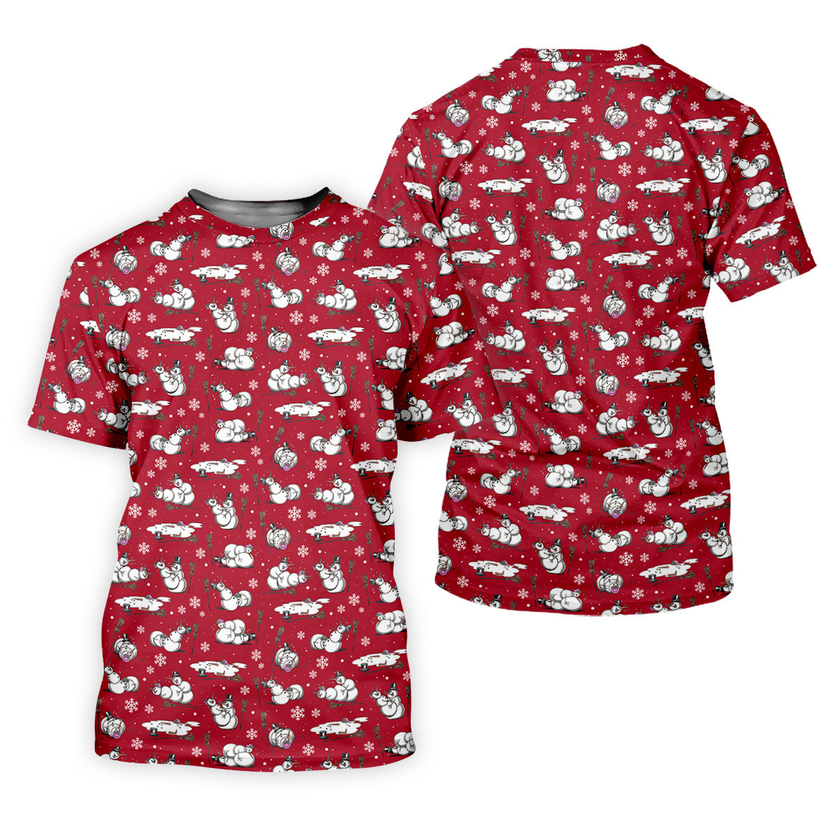 Funny Snowman Naughty Couple Red Golf Shirt, Christmas Golf Shirt, Golf Gift For Ladies, Women Golf Top