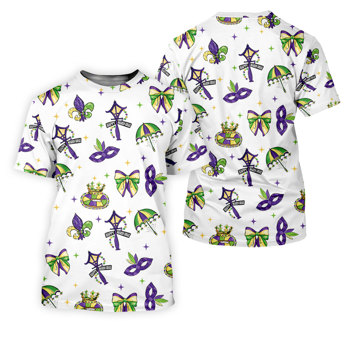 Fleur De Lis Carnival Masks Happy Mardi Gras White Golf Shirt, Golf Shirt For Women, Ladies Golf Polos