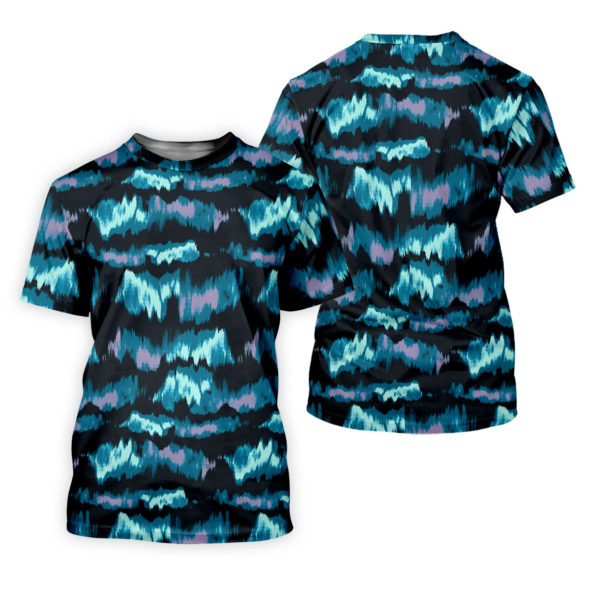 Blue Ikat Pattern Fishing UPF Shirts, Long Sleeve Fishing Shirts, Fishing Shirts For Men