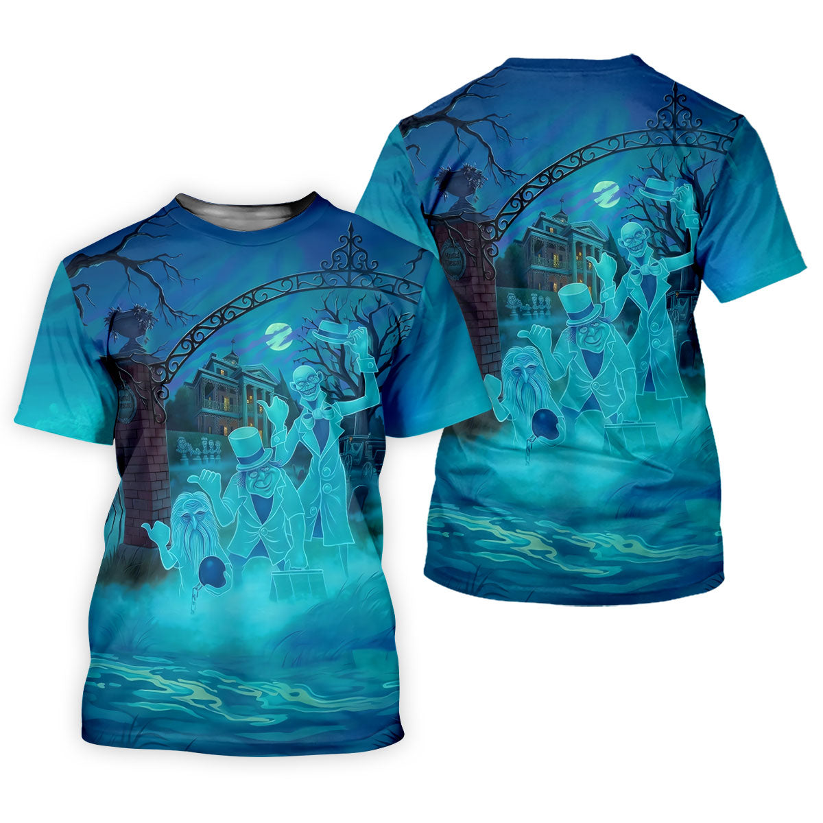 Ghost Trio At Haunted House Gate Halloween Polo Shirt, Women’s Golf Polo, Ladies Golf Top