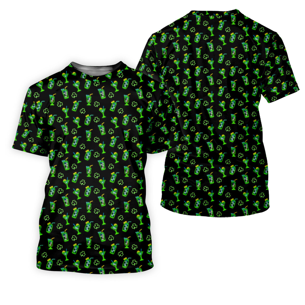 Neon Green Cocktails Three Leaf Clover St Patrick's Day Golf Shirt, Women's Golf Tops, Ladies Golf Shirts