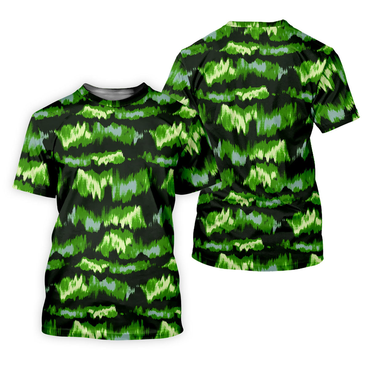 Green Ikat Pattern Fishing UPF Shirts, Long Sleeve Fishing Shirts, Fishing Shirts For Men