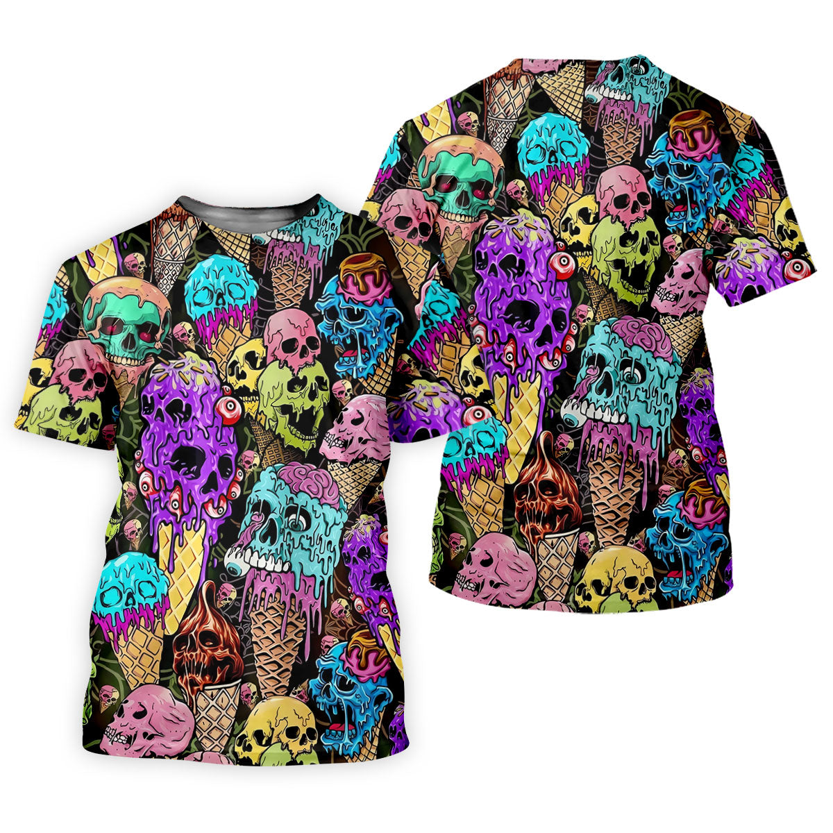 Melting Skull Ice Cream Halloween Golf Shirt, Golf Shirts For Women, Women's Golf Apparel