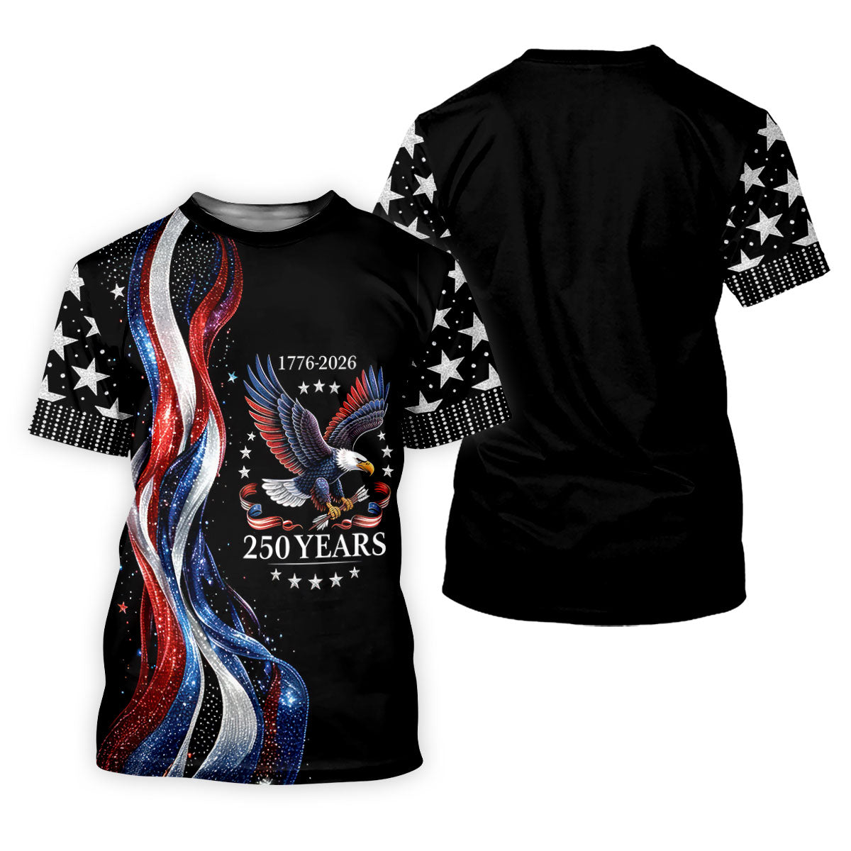 USA 250th Anniversary Bald Eagle Galaxy Art Golf Shirt, Patriotic 4th Of July Golf Shirts For Men