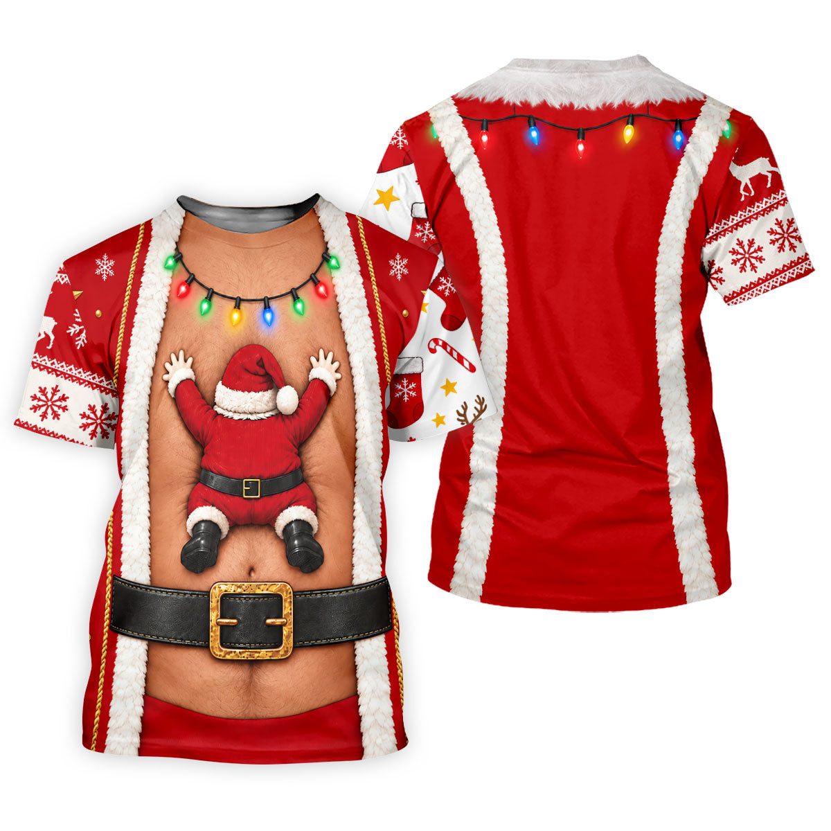 Santa Stuck In Belly Christmas Golf Shirt, Golf Shirts For Women, Womens Golf Tops