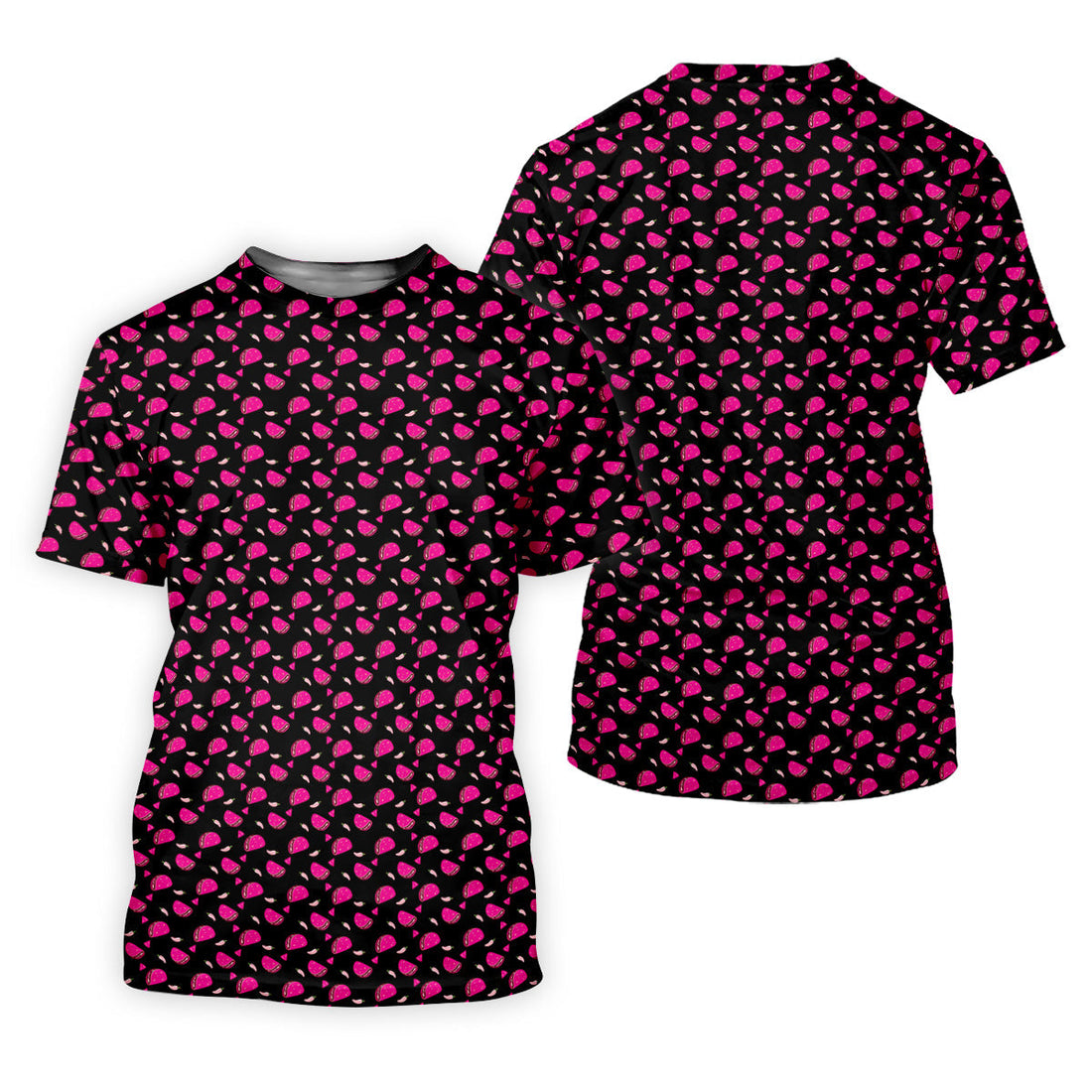 The Pink Taco Seamless Pattern Black Golf Shirt, Golf Tops For Men, Tacos Lover Golf Gift For Men