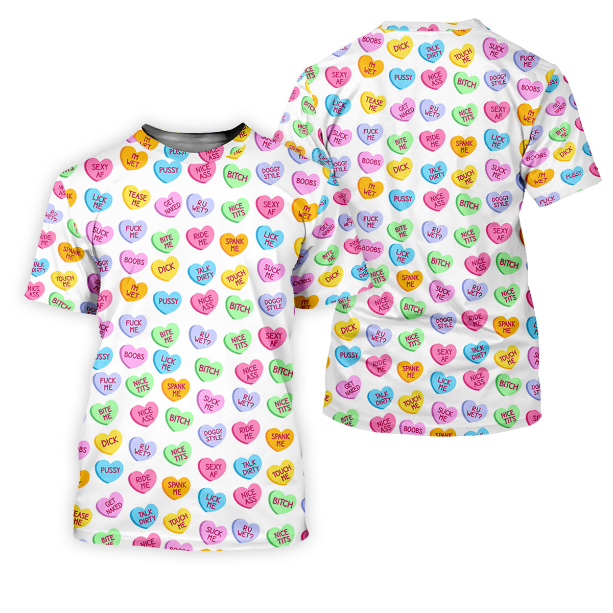 Naughty Conversation Hearts Fun Women's Golf Shirts, Valentines Golf Gift, Dirty Candy Heart  Ladies Golf Polos
