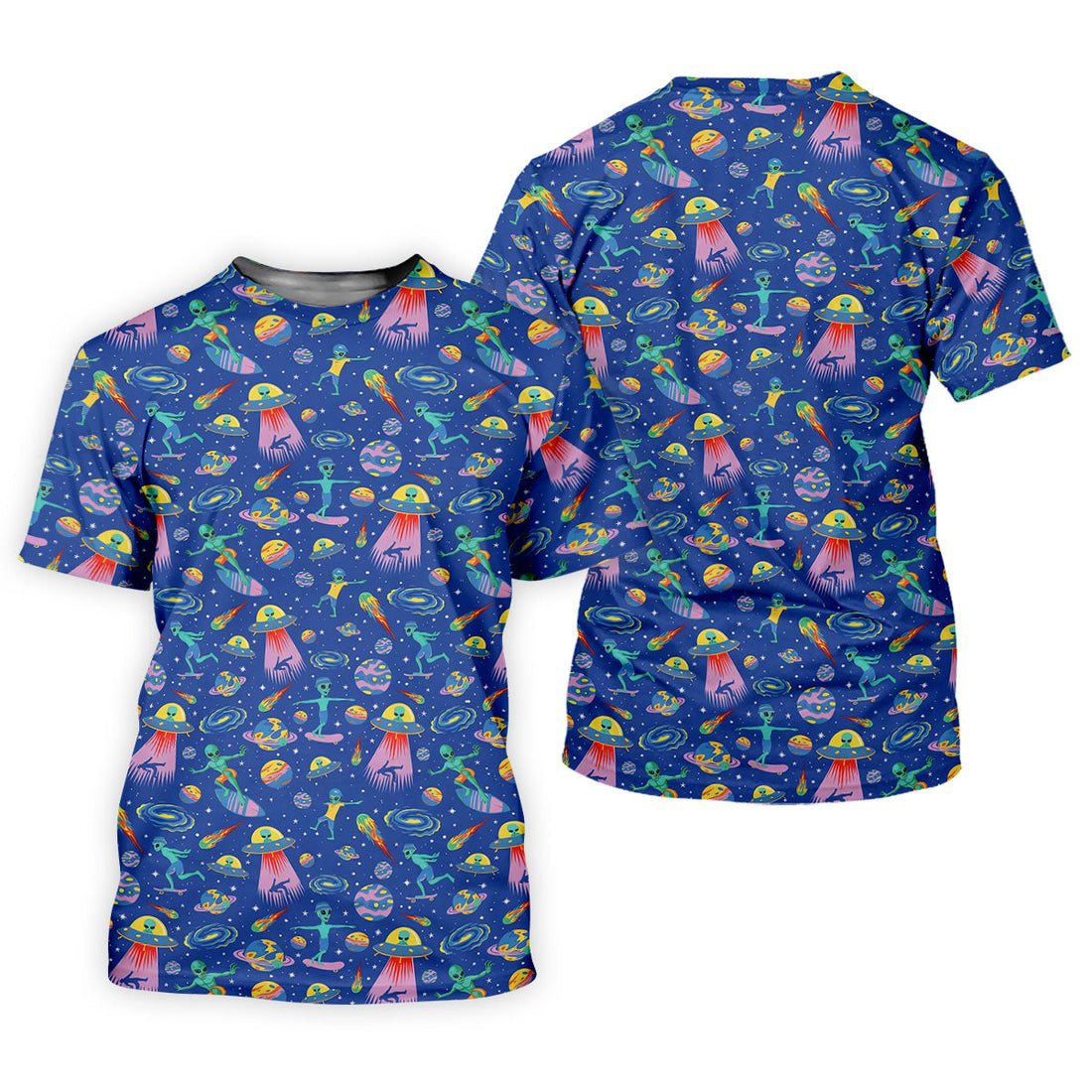 Surfing Alien Space Galaxy Hawaiian Golf Shirt, Hawaiian Golf Shirt, Golf Shirts For Men