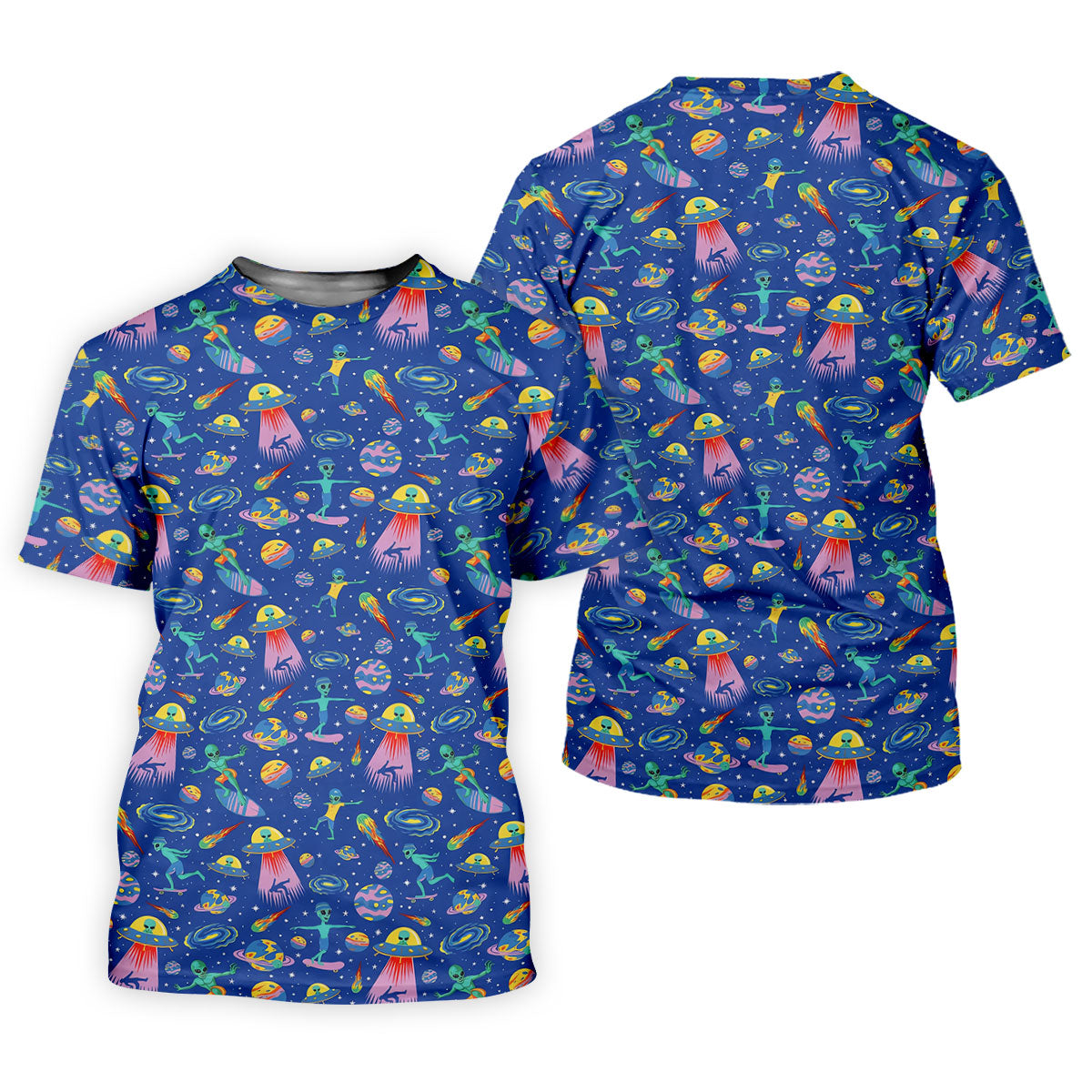 Surfing Alien Space Galaxy Hawaiian Golf Shirt, Hawaiian Golf Shirt, Golf Shirts For Men
