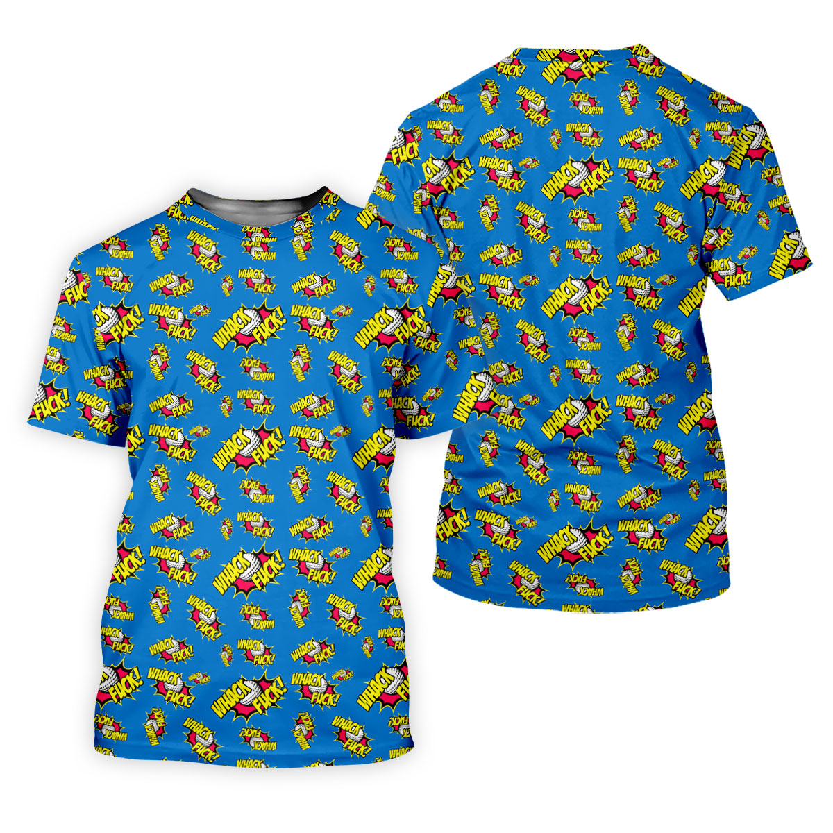 Whack Fuck Comic Golf Ball Pattern Golf Shirt, Women's Golf Tops, Golf Shirts For Women
