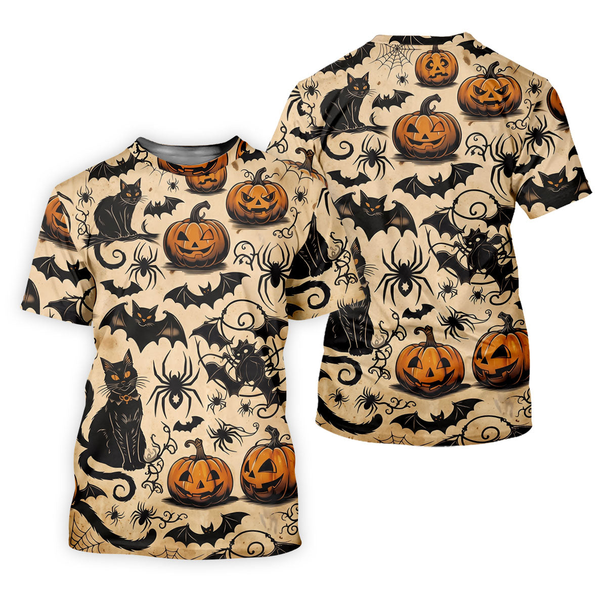 Vintage Halloween Cat Pumpkin Pattern Golf Polo Shirt, Womens Golf Polo, Ladies Golf Shirts