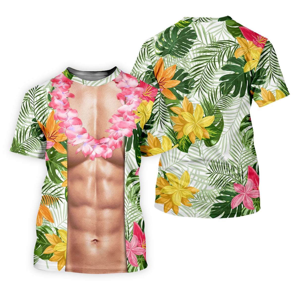 Light Skin Tropical Muscle Chest Hawaiian Golf Polo Shirt, Hawaiian Golf Shirt, Men's Golf Shirt