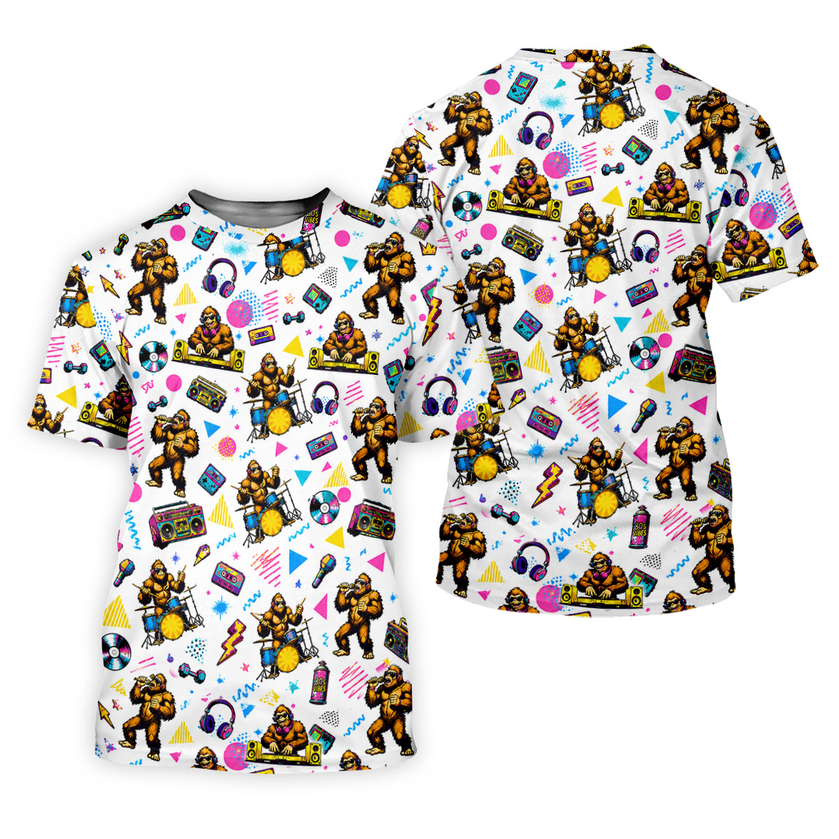 Bigfoot Party Memphis Pattern Retro Golf Shirt, Hawaiian Golf Shirt, Golf Shirt For Women