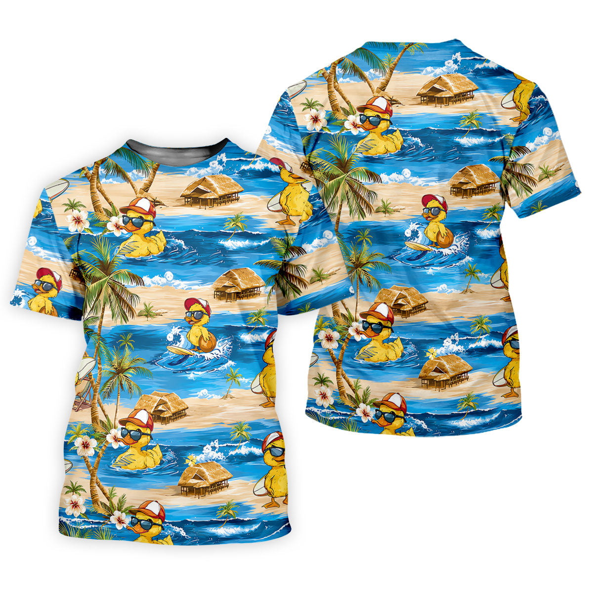 Funny Duck Hawaiian Golf Shirt, Summer Ocean Men's Golf Shirt, Polo Shirts For Men