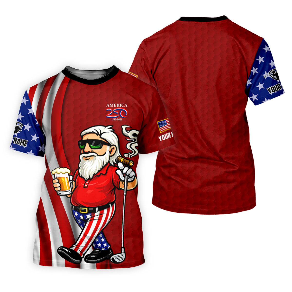 America 250 Patriotic Man 4th Of July Red Golf Shirt, Golf And Beer Women's Golf Tops