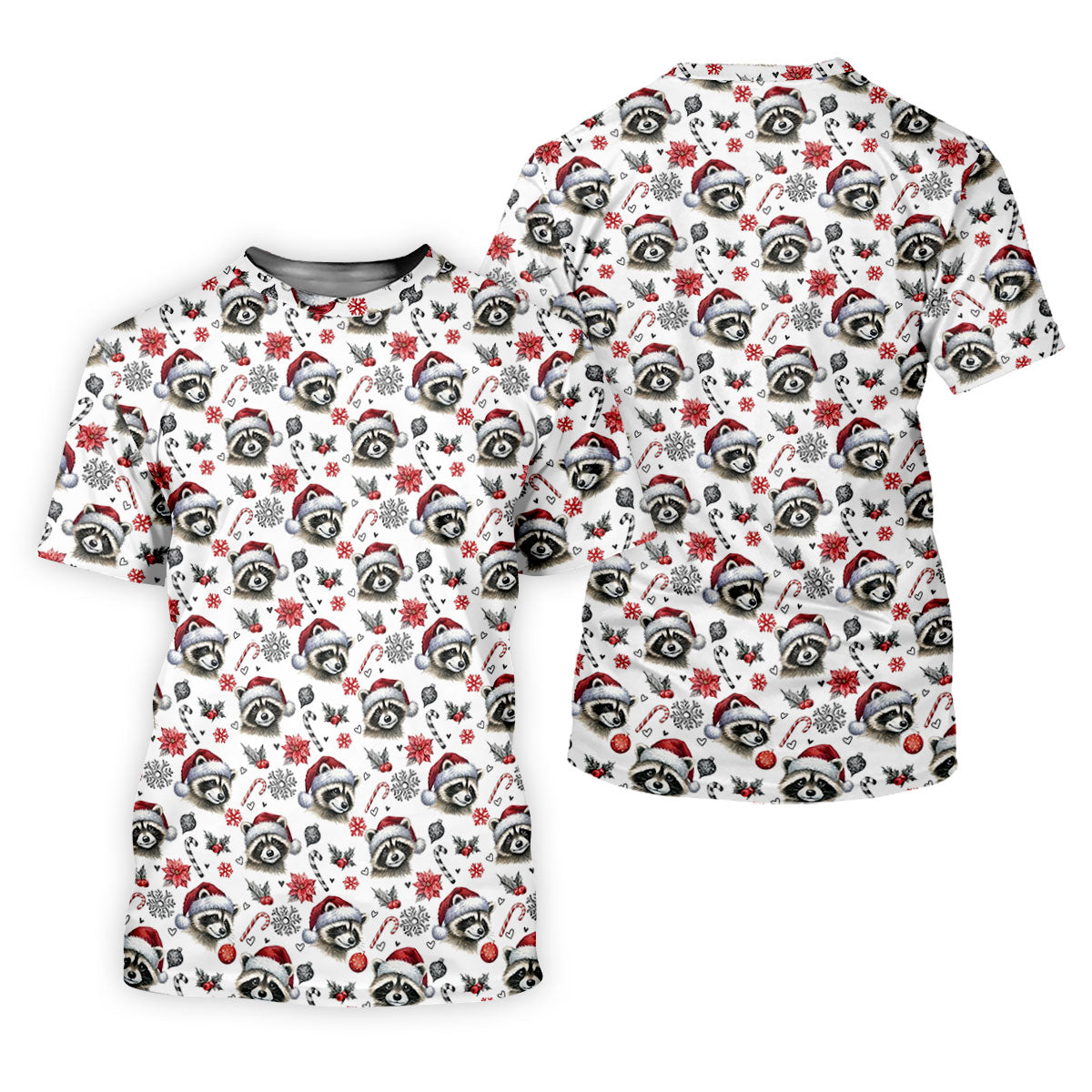 Christmas Raccoon Santa Hat Golf Polo Shirt, Mens Golf Polo, Golf Apparel For Men