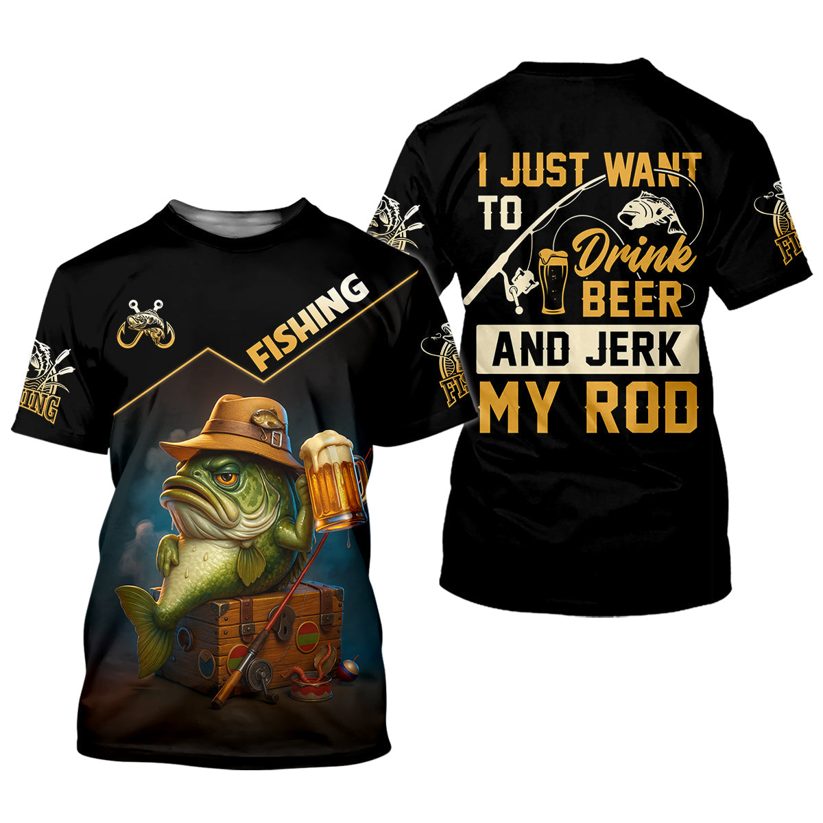 I Just Want To Drink Beer And Jerk My Rod Funny Fishing Shirt, Female Fishing Shirts, UV Protection Clothing
