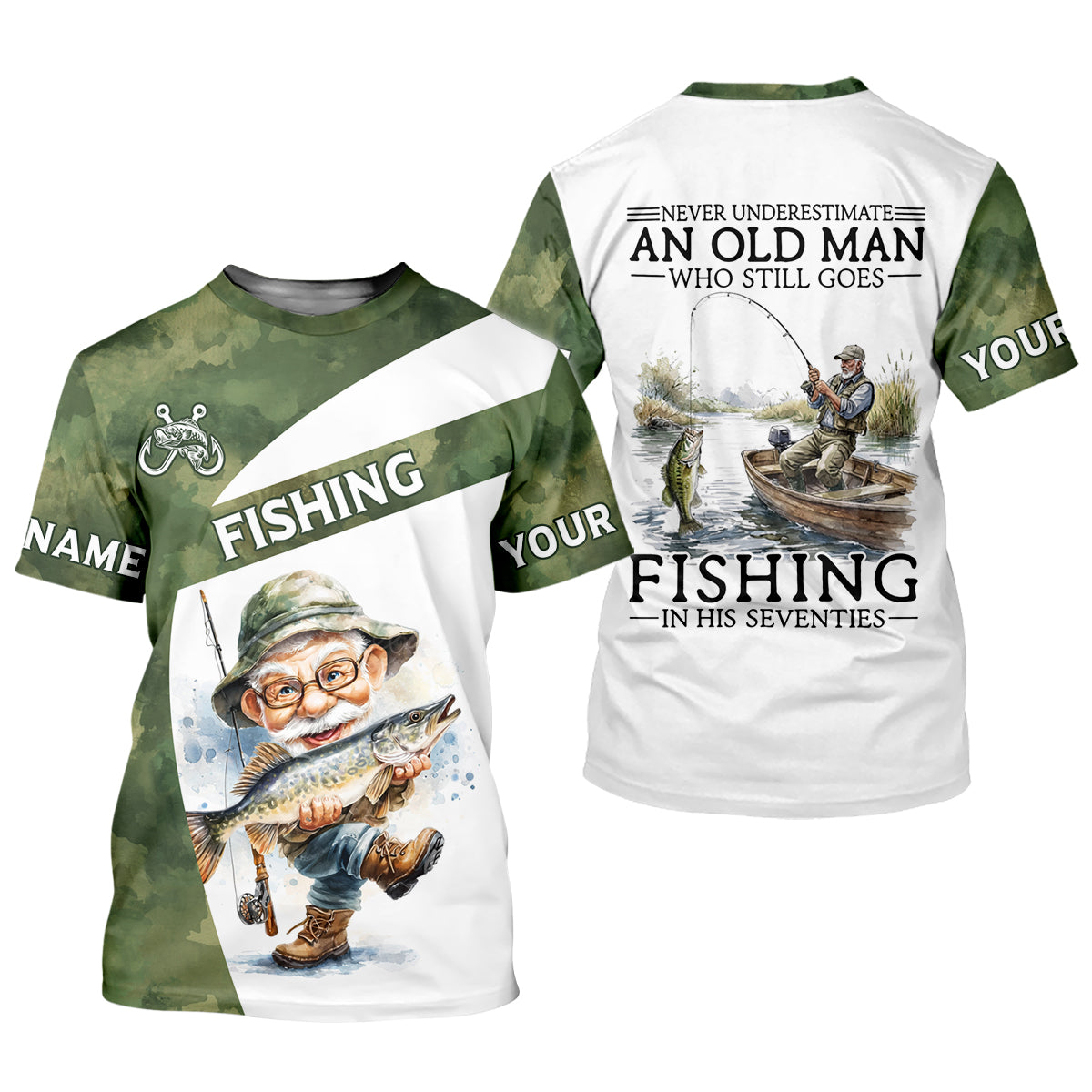 Never Underestimate An Old Man Who Still Goes Fishing Camo Fishing Shirt, Fishing UPF Shirts, Fishing Shirts For Men