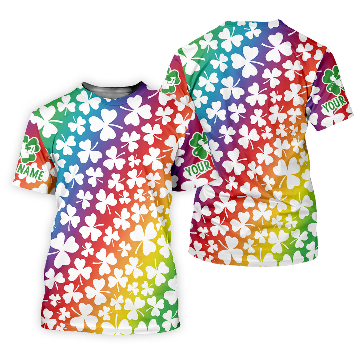 Rainbow Shamrock St Patrick's Day Golf Shirt, Women's Golf Tops, Ladies Golf Polos, Golf Shirt For Women