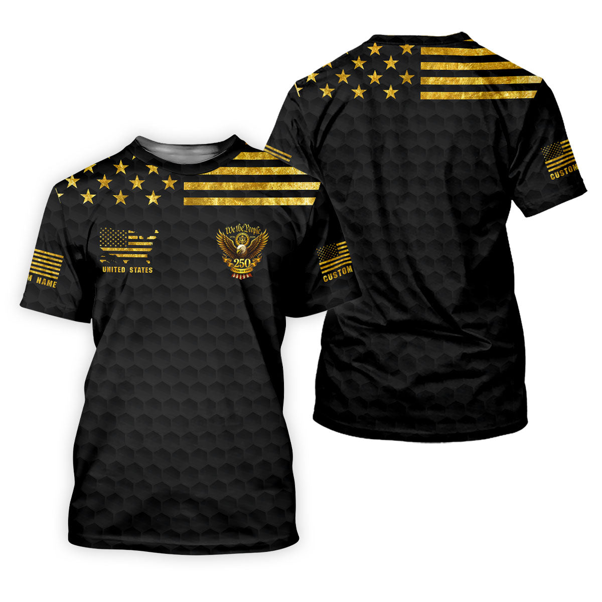 We The People 250 Years Of Free Black And Gold 4th Of July Golf Shirt, Women's Golf Tops