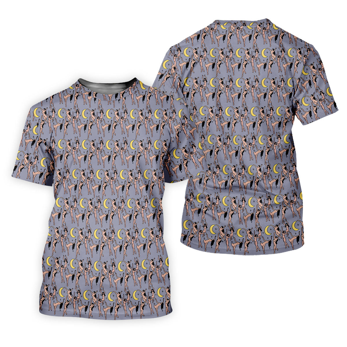 Dancing Figures Moon And Stars Pattern Polo Shirt, Mens Golf Shirts, Golf Apparel For Men