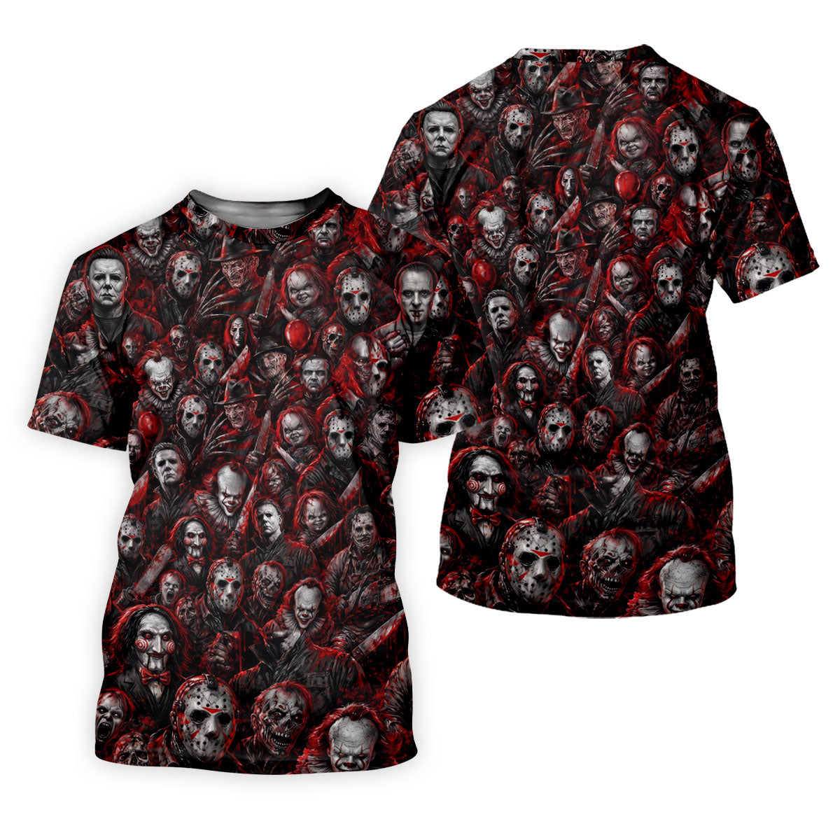 Red Horror Character Clown Collage Golf Polo Shirt, Womens Golf Tops, Ladies Golf Shirts