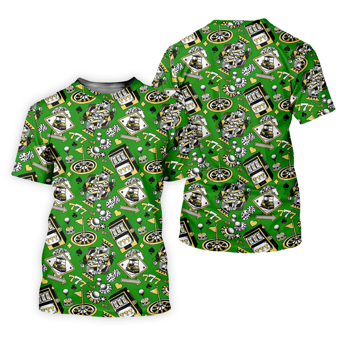 Casino Golf Pattern Green Hawaiian Golf Polo Shirt, Ladies Golf Shirt, Women's Golf Apparel