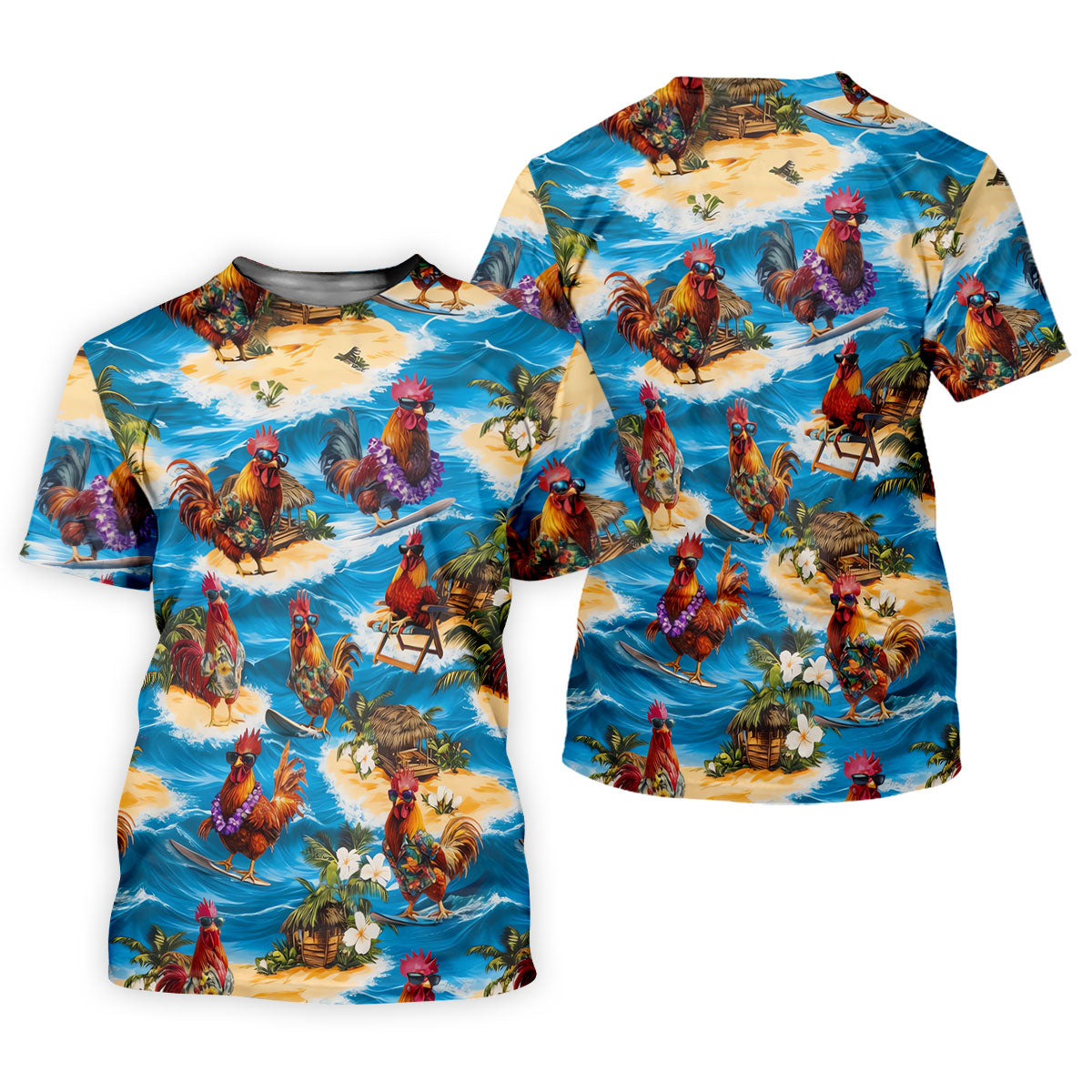 Cool Rooster Beach Vacation Hawaiian Golf Shirt, Mens Golf Polo, Printed Golf Shirts