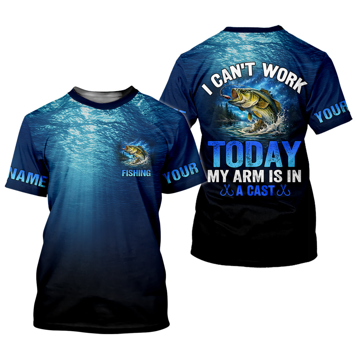Cant Work Today My Arm Is In A Cast, Personalized Fishing Shirt, Fishing UPF Shirts, Funny Fisherman Gift