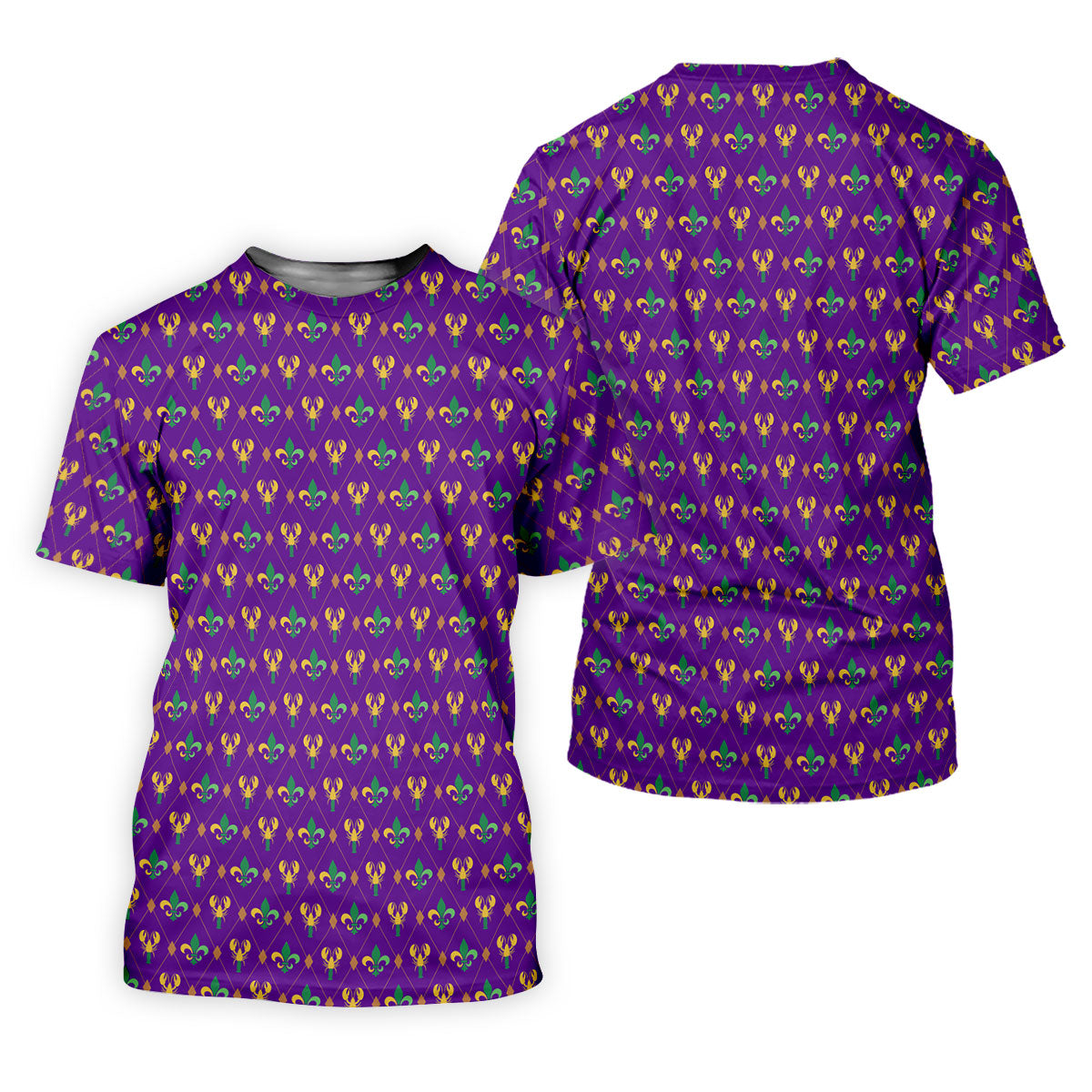 Crawfish Fleur De Lis Argyle Pattern Mardi Gras Golf Shirt, Women's Golf Tops, Ladies Golf Polos