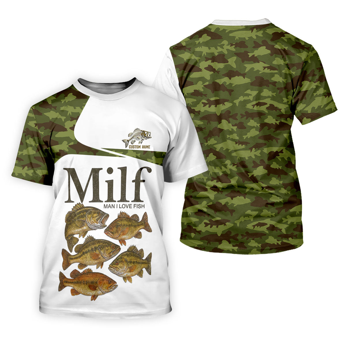 MILF Man I Love Fish Green Camo Funny Fishing Shirt, Fishing UPF Shirts, Fishing Shirt For Women