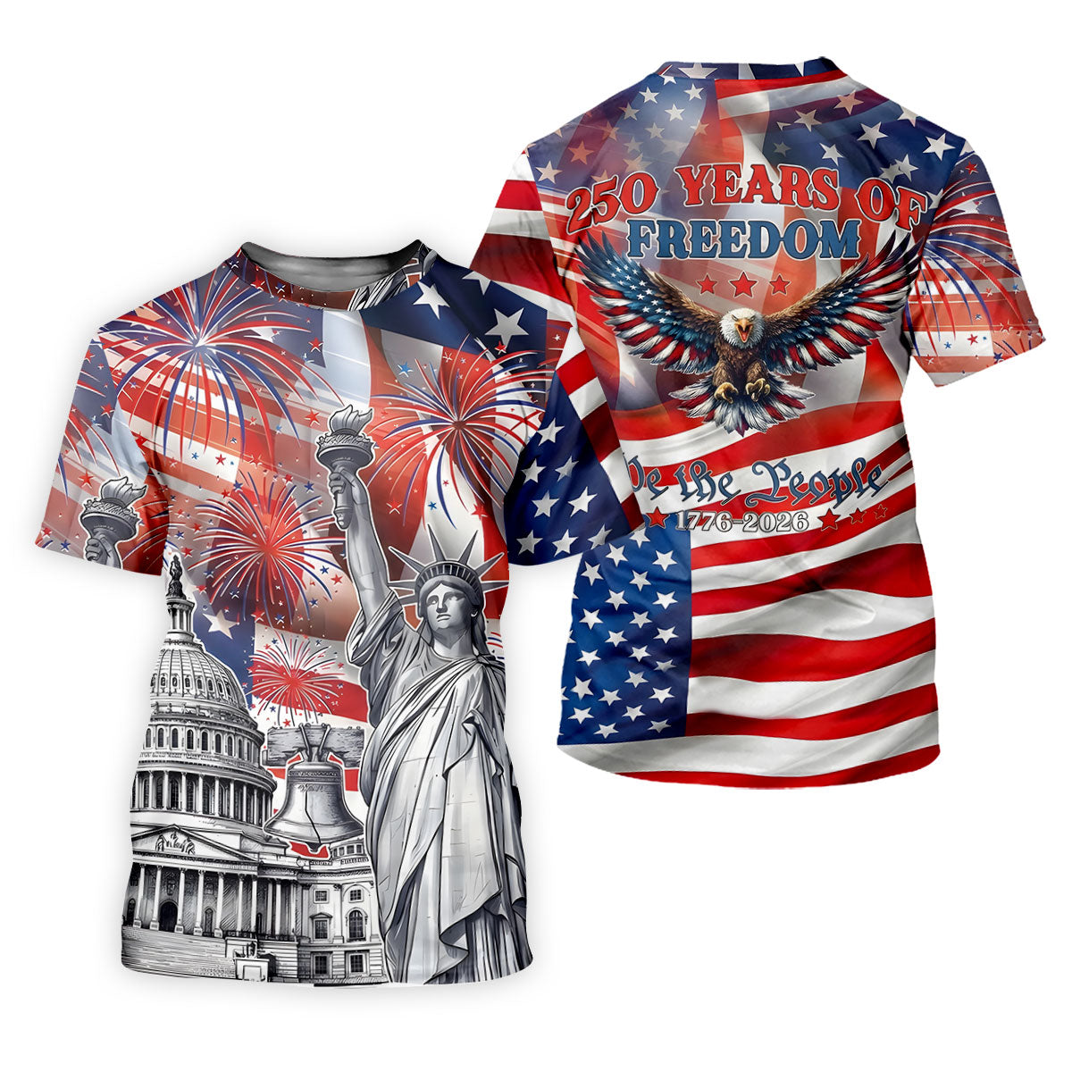 250 Years Of Freedom We The People American Flag Golf Shirt, Patriotic 4th Of July Golf Shirt For Women