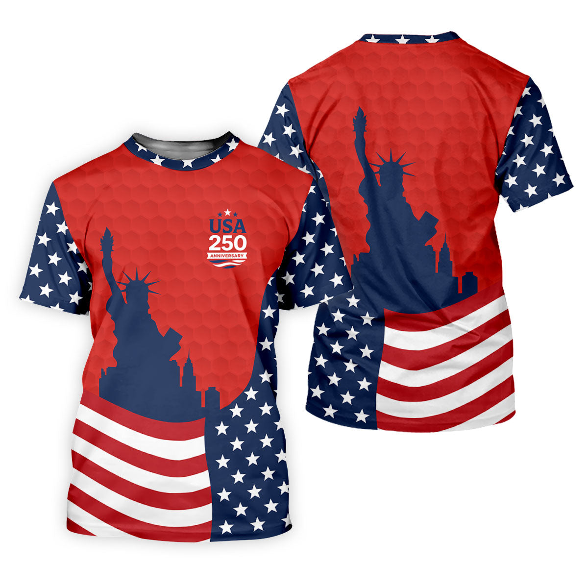 USA 250 Anniversary Statue Of Liberty Red Golf Shirt, Patriotic Golf Shirt, 4th Of July Women's Golf Tops
