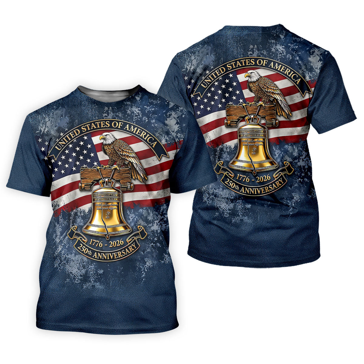 Patriotic Bald Eagle Liberty Bell Distressed Golf Shirt, 250 Years 4th Of July Golf Shirt For Women