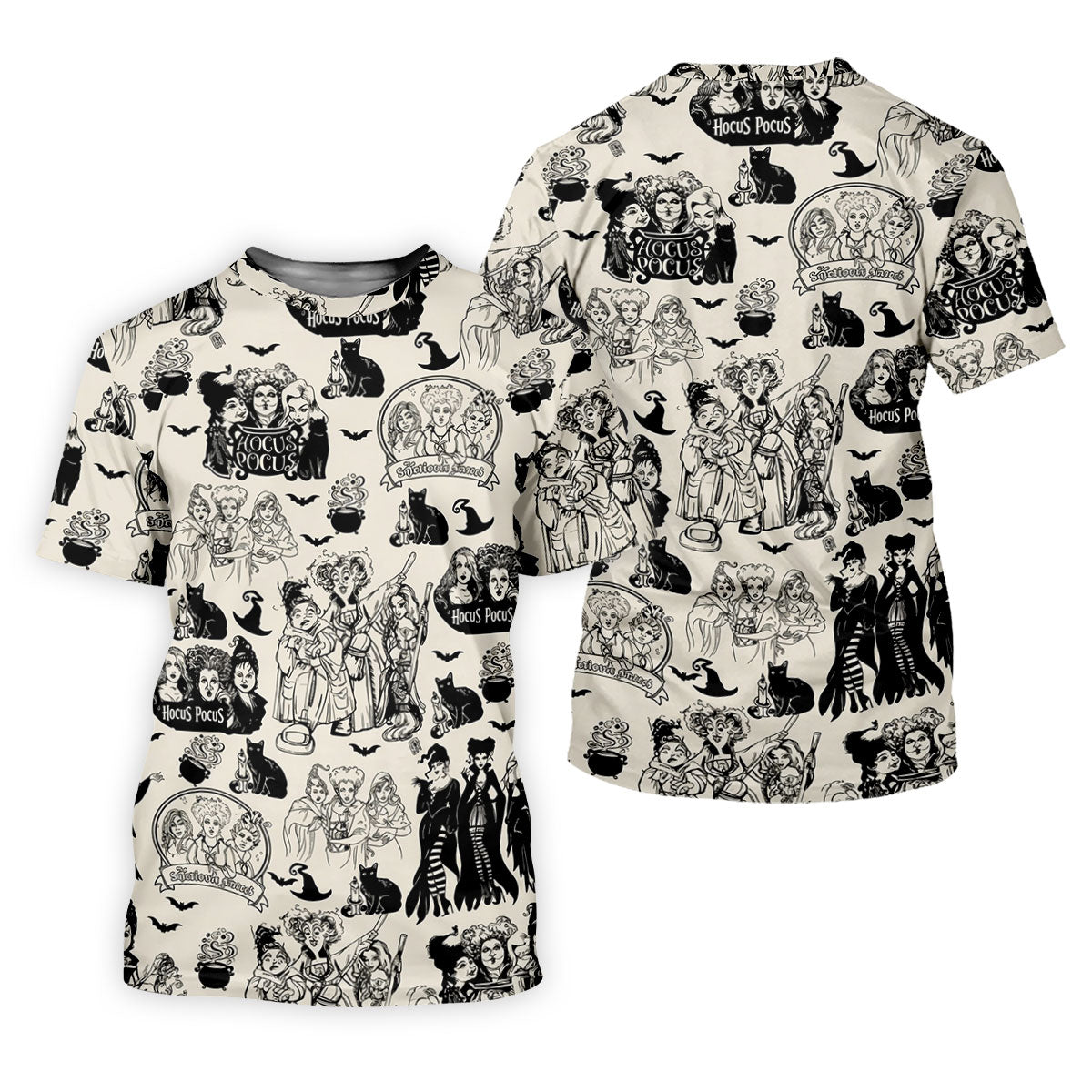 Witch Sisters Black Cat Halloween Polo Shirt, Golf Polo Shirts For Men, Mens Golf Apparel