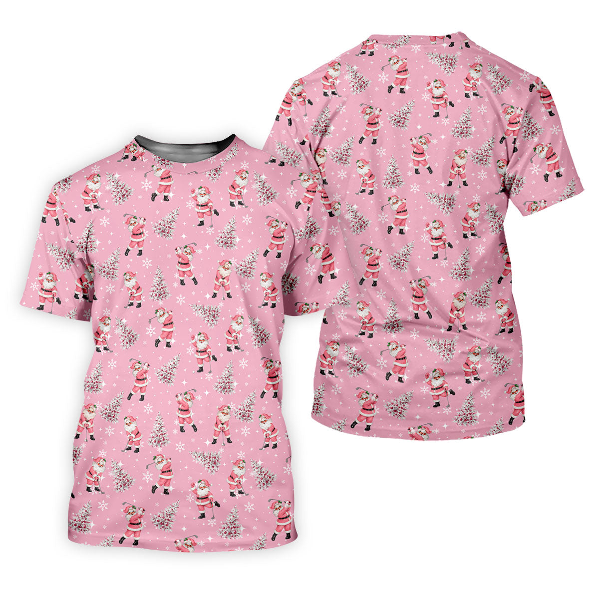 Funny Pink Santa Golfer Christmas Golf Shirt, Golf Shirts For Women, Women's Golf Tops