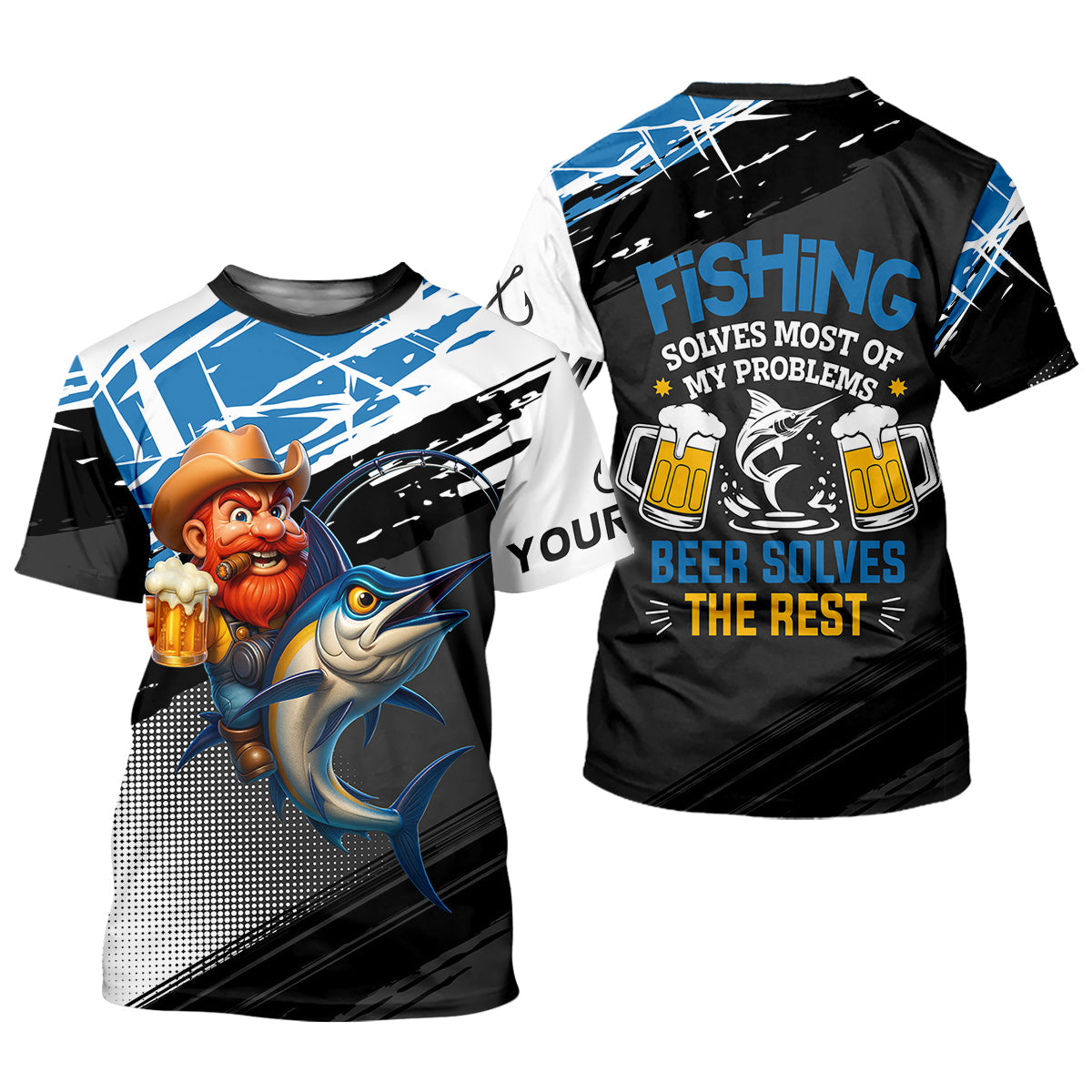 Fishing Solves Most Of My Problems Beer Solves The Rest Funny Fishing Shirt, SPF Shirt For Men, Gift For Fisherman