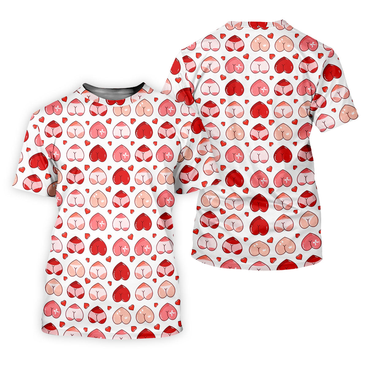 Funny Heart Butt Pattern Golf Polo Shirt, Mens Golf Shirts, Golf Apparel For Men