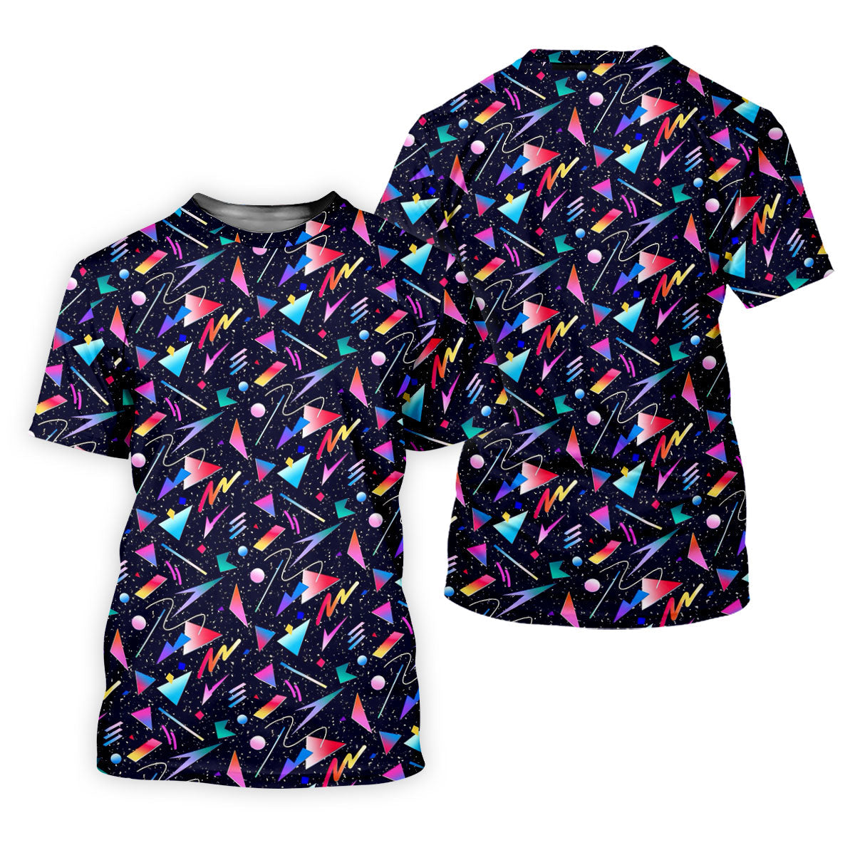 Retro Memphis Geometric Pattern Golf Polo Shirt, Men's Golf Polo, Golf Polo Shirts For Men