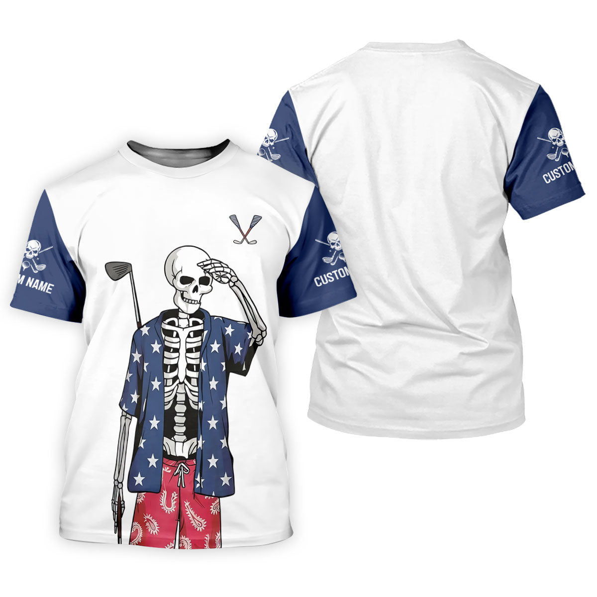 Skeleton Golf White Navy 4th Of July Patriotic Golf Shirt, 250 Years Golf Shirt For Women
