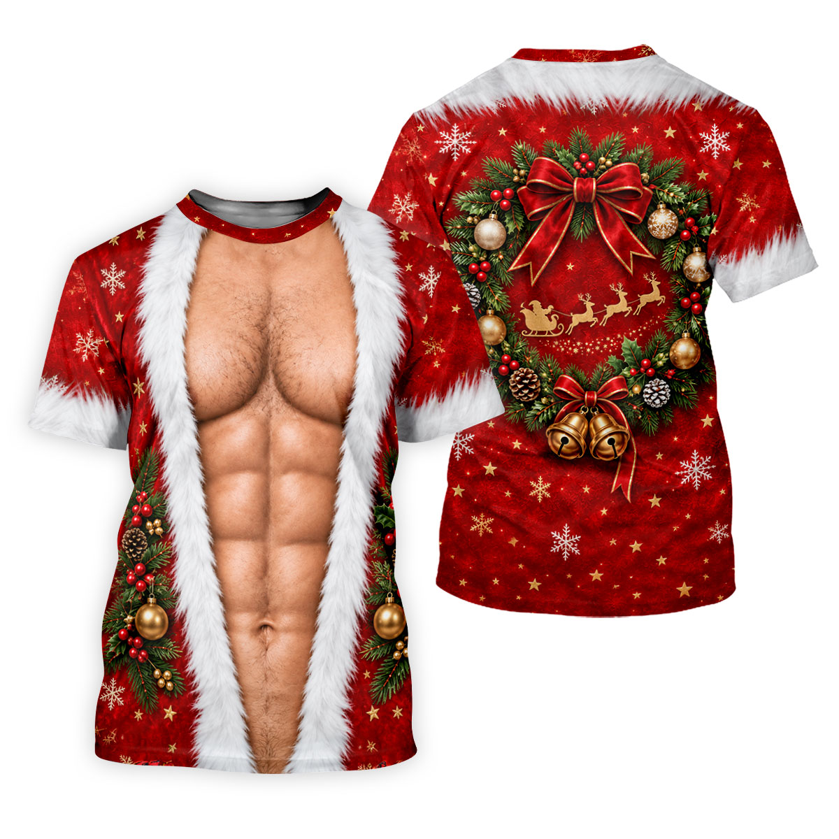 Santa Muscle Body Christmas Golf Shirt, Mens Golf Polo, Golf Shirts For Men