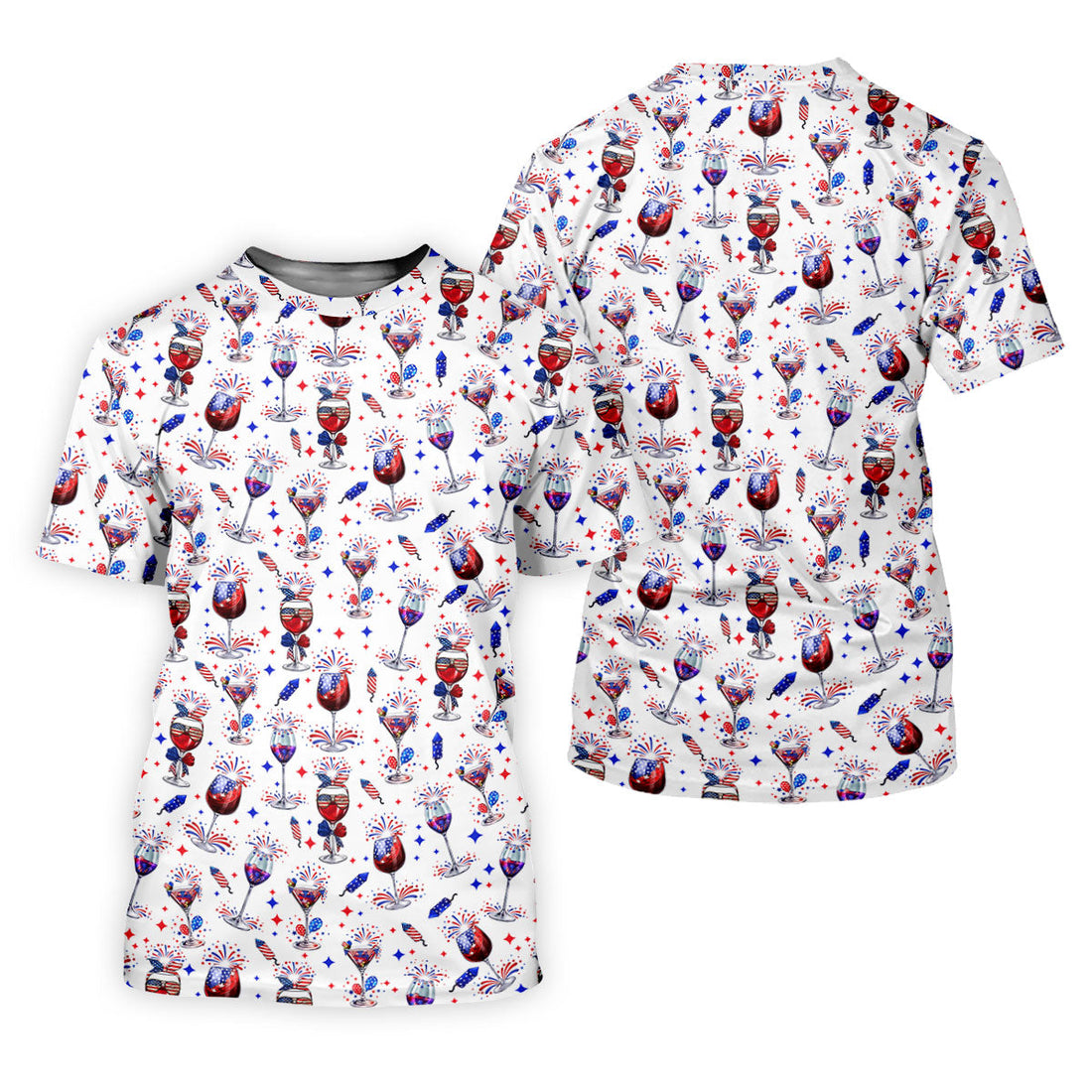 Wine And Martini American Flag Pattern Patriotic 4th Of July White Golf Shirt, 250th Anniversary Women's Golf Tops