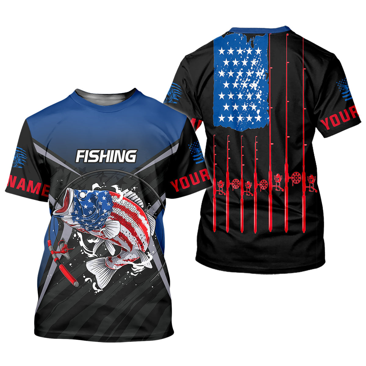 Largemouth Bass Fishing Patriotic Fishing Shirt, Women SPF Shirt, Female Fishing Shirts