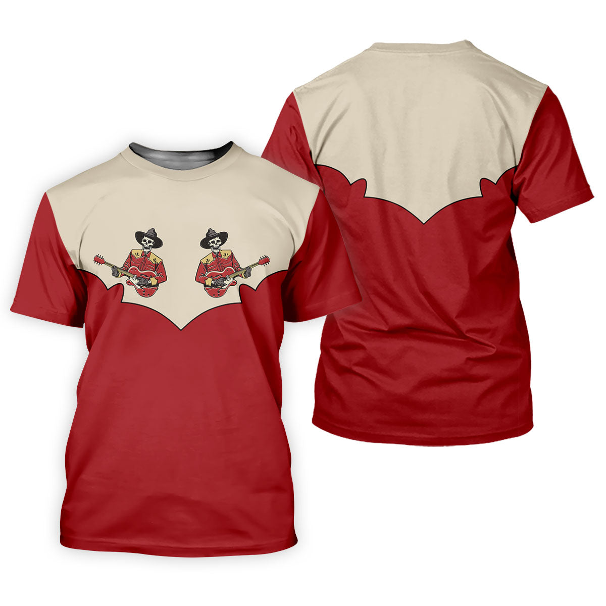 Western Skeleton Guitar Golf Polo Shirt, Women's Golf Polo, Golf Shirts For Women