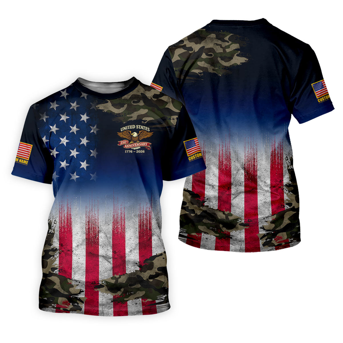 United States 250th Anniversary Camo Patriotic 4th Of July Golf Shirt, Distressed Flag Golf Shirts For Men