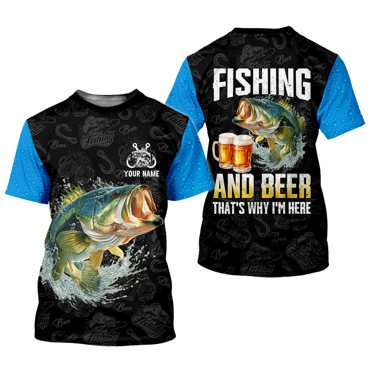 Fishing And Beer That’s Why I’m Here UPF Fishing Shirt, Personalized Custom Name