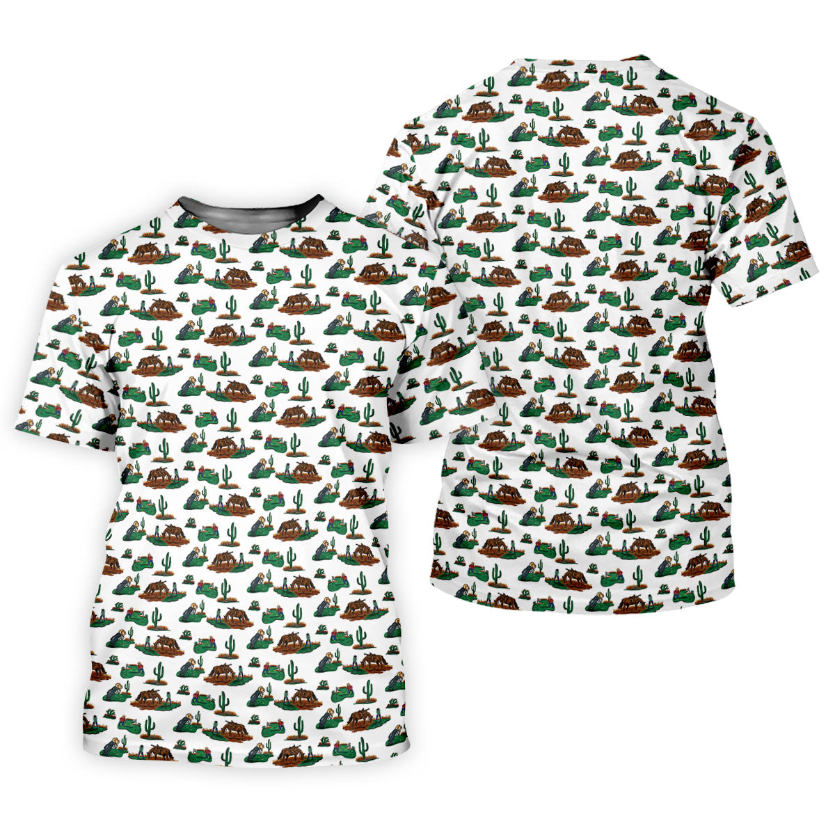 Western Golf Course Pattern Polo Shirt, Printed Golf Shirts, Golf Polo Shirts For Men
